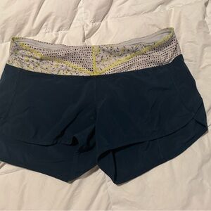 Lululemon Athletica Navy Shorts with Yellow Accents